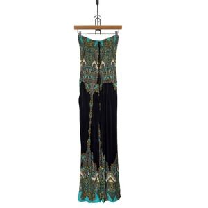 BODAFA Medium Large High Empire Waist Stretch Boho Silk Jumpsuit Resortwear